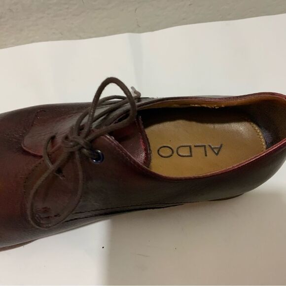 Aldo Men Shoes Dark Burgundy US 9 EU 42 Leather Oxford Pointed Toe - Picture 8 of 14